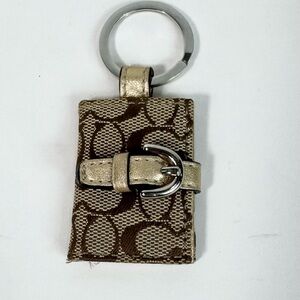 Vintage Coach Tan/Gold Signature Canvas Mini Picture Frame Keychain